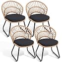 Rattan Patio Dining Chairs Set of 4, Wicker Outdoor Chair