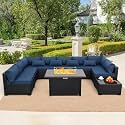 Rattaner 10 Pieces Outdoor Sectional All-Weather Wicker