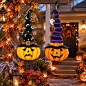 RattanView 2 Pack Halloween Pumpkin Front Porch Entry Hanging Decoration