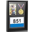 Rattanview 3 in 1 Medal Display Shadow Box Marathon Photo Frame, Black