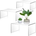 RattanView 3 Pcs 12, 11, 10.5'' Clear Acrylic Shelf Riser, 5mm Thick
