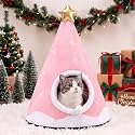 RattanView Cat Bed House Pet Cushion for Indoor Kitten Pet,Christmas Tree