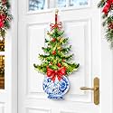 RattanView Chinoiserie Christmas Door Wreath Hanger Red Bow Decortions