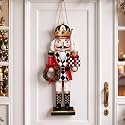 RattanView Christmas Checkered Nutcracker Soldier Door Hanger