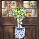 Rattanview Large Chinoiserie Lemon Tree Door Hanger Summer Wooden Sign