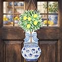 Rattanview Large Chinoiserie Lemon Tree Door Hanger Summer Wooden Sign