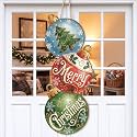 RattanView Large Christmas 3 Stacked Bell Door Hanger Wooden Welcome Decor