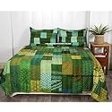 Ravaiyaa - Attitude is everything Handmade Kantha Work Bed Cover Traditional Patchwork Quilt Double Bedspread Gudari Silk Bedding Quilt Comforter Ralli (Green, Queen)