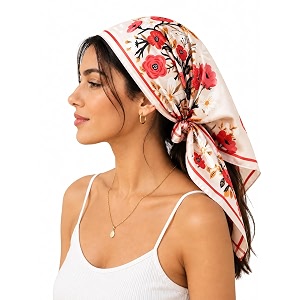 ravaiyaa - attitude is everything women printed silk bandana 21 x 21 inch square headband amp hair wrap soft amp versatile  fashion neck wrap