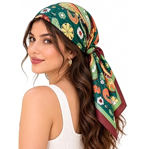 ravaiyaa - attitude is everything women printed silk bandana 21 x 21 inch square headband amp hair wrap soft amp versatile  fashion neck wrap