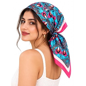 ravaiyaa - attitude is everything women printed silk bandana 21 x 21 inch square headband amp hair wrap soft amp versatile  fashion neck wrap