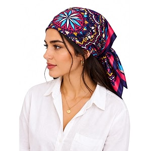 ravaiyaa - attitude is everything women printed silk bandana 21 x 21 inch square headband amp hair wrap soft amp versatile  fashion neck wrap