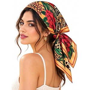 ravaiyaa - attitude is everything women printed silk bandana 21 x 21 inch square headband amp hair wrap soft amp versatile  fashion neck wrap