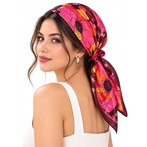 ravaiyaa - attitude is everything women printed silk bandana 21 x 21 inch square headband amp hair wrap soft amp versatile  fashion neck wrap
