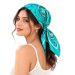 ravaiyaa - attitude is everything women printed silk bandana 21 x 21 inch square headband amp hair wrap soft amp versatile  fashion neck wrap