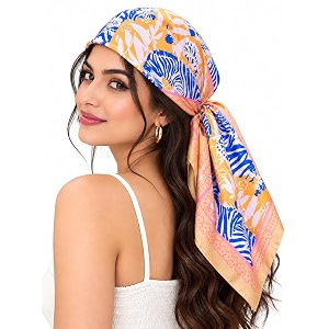ravaiyaa - attitude is everything women printed silk bandana 21 x 21 inch square headband amp hair wrap soft amp versatile  fashion neck wrap