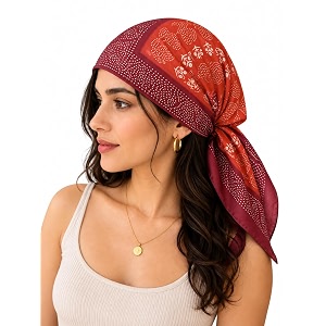 ravaiyaa - attitude is everything women printed silk bandana 21 x 21 inch square headband amp hair wrap soft amp versatile  fashion neck wrap