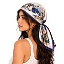 Ravaiyaa - Attitude is everything Women Printed Silk Bandana 21 x 21 Inch Square Headband &amp; Hair Wrap, Soft &amp; Versatile | Fashion Neck Wrap