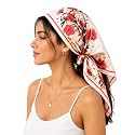 Ravaiyaa - Attitude is everything Women Printed Silk Bandana 21 x 21 Inch Square Headband &amp; Hair Wrap, Soft &amp; Versatile | Fashion Neck Wrap