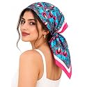 Ravaiyaa - Attitude is everything Women Printed Silk Bandana 21 x 21 Inch Square Headband &amp; Hair Wrap, Soft &amp; Versatile | Fashion Neck Wrap