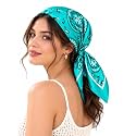 Ravaiyaa - Attitude is everything Women Printed Silk Bandana 21 x 21 Inch Square Headband &amp; Hair Wrap, Soft &amp; Versatile | Fashion Neck Wrap