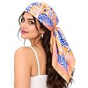 Ravaiyaa - Attitude is everything Women Printed Silk Bandana 21 x 21 Inch Square Headband &amp; Hair Wrap, Soft &amp; Versatile | Fashion Neck Wrap