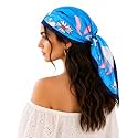Ravaiyaa - Attitude is everything Women Printed Silk Bandana 21 x 21 Inch Square Headband &amp; Hair Wrap, Soft &amp; Versatile | Fashion Neck Wrap