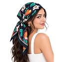 Ravaiyaa - Attitude is everything Women Printed Silk Bandana 21 x 21 Inch Square Headband &amp; Hair Wrap, Soft &amp; Versatile | Fashion Neck Wrap
