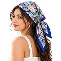 Ravaiyaa - Attitude is everything Women Printed Silk Bandana 21 x 21 Inch Square Headband &amp; Hair Wrap, Soft &amp; Versatile | Fashion Neck Wrap
