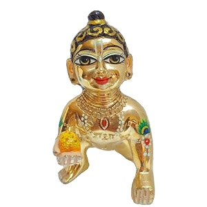Ravee Gifts Ashta Dhatu Laddu Gopal Brass