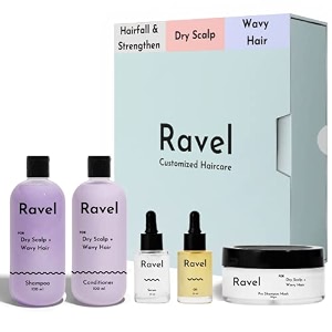 ravel customized hair fall control amp strengthen starter regimen for dry scalp amp curly hair customized for drynormaloily hair 5 product kit - shampoo  conditioner  mask  serum  oil - 450 grams
