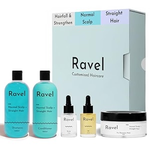 ravel customized hair fall control amp strengthen starter regimen for normal scalp amp straight hair customized for drynormaloily hair 5 product kit - shampoo  conditioner  mask  serum  oil