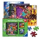 Ravensburger - Minecraft Biomes - 49 Piece Jigsaw Puzzle 3-Pack Set - Pixelated Forests, Oceans & More - Bright, Stunning Imagery - Premium Quality - Ideal Gift - Screen-Free Fun - Children Age 5+