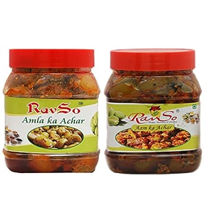 ravso advait farm fresh indian achar combo pack of two amla pickle 400 grams aam aachar 400 grams 800gm