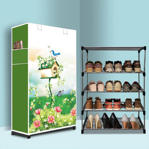 raxon world 4 tier foldable shoe rack  space saver universal for entry bedroom  balcony metal shoe stand