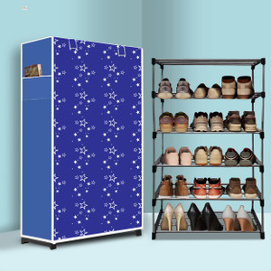 raxon world 5 tier foldable shoe rack  space saver universal for entry bedroom  balcony metal shoe stand