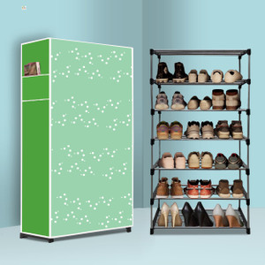 raxon world 6 tier foldable shoe rack  space saver universal for entry bedroom  balcony metal shoe stand white bubble modern printa6 6 shelves diydo-it-yourself