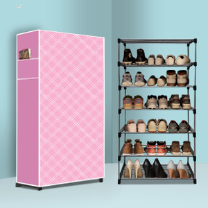 raxon world 6 tier foldable shoe rack  space saver universal for entry bedroom  balcony metal shoe stand stars pattern modern printa6 6 shelves diydo-it-yourself