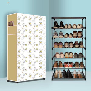 raxon world 6 tier foldable shoe rack  space saver universal for entry bedroom  balcony metal shoe stand dogi modern printa6 6 shelves diydo-it-yourself