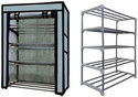 RAXON WORLD Plastic Shoe Stand 4 Shelves, Metal Shoe Stand