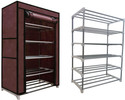 RAXON WORLD Metal Shoe Stand(Brown,5Shelves, Metal Shoe Stand
