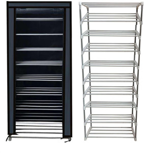 raxon world multipurpose metal bookshoecloth foldable rack with cover for anywhere use metal shoe stand