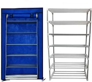 raxon world multipurpose metal bookshoecloth foldable rack with cover for anywhere use metal shoe stand