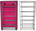 RAXON WORLD Multipurpose Metal Book/Shoe/Cloth Foldable Rack With Cover For Anywhere Use Metal Shoe Stand
