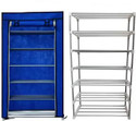 RAXON WORLD Multipurpose Metal Book/Shoe/Cloth Foldable Rack With Cover For Anywhere Use Metal Shoe Stand