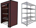 RAXON WORLD Multipurpose Metal Book/Cloth Foldable Rack With Cover For Anywhere Use Metal Shoe Stand