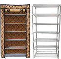 RAXON WORLD Multipurpose Metal Book/Shoe/Cloth Foldable Rack With Cover For Anywhere Use Metal Shoe Stand