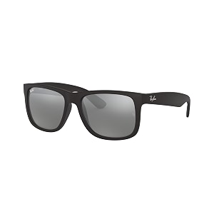 ray-ban justin sunglasses rb4165 blackgrey mirror silver - non-polarized - 54mm rubber black one size