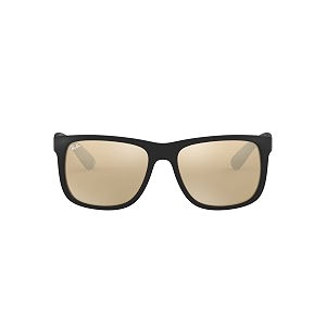 ray-ban justin - rubber black frame light brown mirror gold lenses 51mm non-polarized