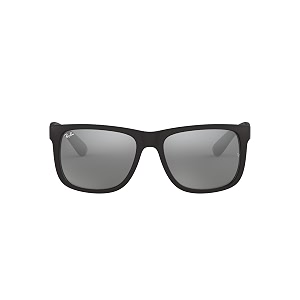 ray-ban justin - rubber black frame grey mirror silver lenses 51mm non-polarized